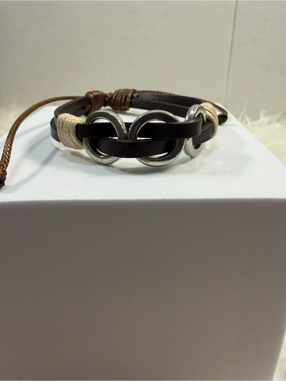 🩷5/$10🩷 paparazzi Black and Brown Leather Bracelet with Silver Rings